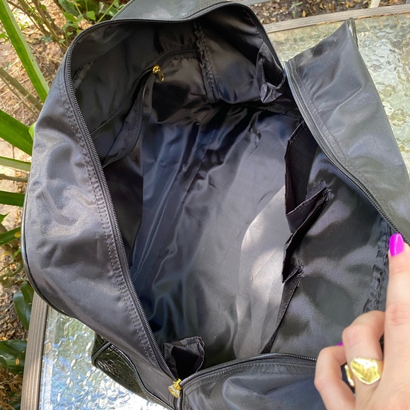 Joy Mangano Black Nylon and Gold Hardware Large Weekender - Picture 7 of 16